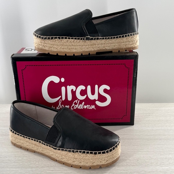 Circus by Sam Edelman Black Espadrille platform flats size 7.5 women’s - Picture 10 of 13